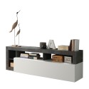 Modern design TV stand on wheels 184cm glossy black and white Dorian BX. Offers