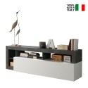 Modern design TV stand on wheels 184cm glossy black and white Dorian BX. On Sale
