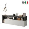 Modern design TV stand on wheels 184cm glossy black and white Dorian BX. On Sale