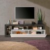 Modern design TV stand on wheels 184cm glossy black and white Dorian BX. Bulk Discounts