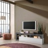Modern design TV stand on wheels 184cm glossy black and white Dorian BX. Promotion
