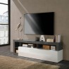 Modern design TV stand on wheels 184cm glossy black and white Dorian BX. Discounts