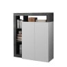 Modern black mobile sideboard with 2 glossy white doors, Blume BX. Offers