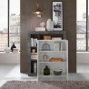 Modern black mobile sideboard with 2 glossy white doors, Blume BX. Catalog