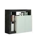 Modern glossy white living room sideboard with 2 black doors Reva BX. Offers