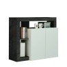 Modern White Gloss Sideboard for Living Room, 2 Black Doors, Reva BX Offers