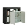 Modern White Gloss Sideboard for Living Room, 2 Black Doors, Reva BX Sale