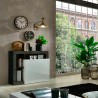 Modern White Gloss Sideboard for Living Room, 2 Black Doors, Reva BX Discounts