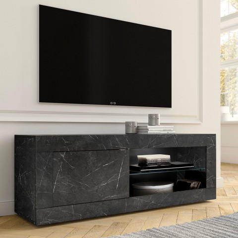 Black marble effect Modern living room TV stand Diver MB Basic. Promotion