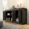 Modern black sideboard with 3 doors 160cm in marble effect Modis MB Basic. Discounts