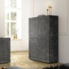 Modern high sideboard with 4 black marble-effect doors Novia MB Basic. Sale