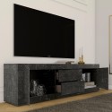 Modern black marble effect TV stand with 2 doors and 2 drawers Visio MB. Discounts