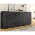 Modern living room sideboard with 4 black marble-effect doors Altea MB. Sale