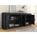 Modern living room sideboard with 4 black marble-effect doors Altea MB. Discounts