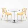 Long Island Set Made of a 70cm White Round Table and 2 Colourful Gelateria Chairs Measures