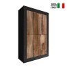 Industrial design cupboard with 4 doors, matte black and wooden finish Novia NP Basic. On Sale