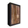 Industrial design cupboard with 4 doors, matte black and wooden finish Novia NP Basic. Offers