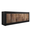 Industrial mobile TV stand 210cm with 2 doors, 2 drawers and black wooden finish Visio NP. Offers