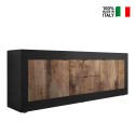 Industrial mobile TV stand 210cm with 2 doors, 2 drawers and black wooden finish Visio NP. On Sale
