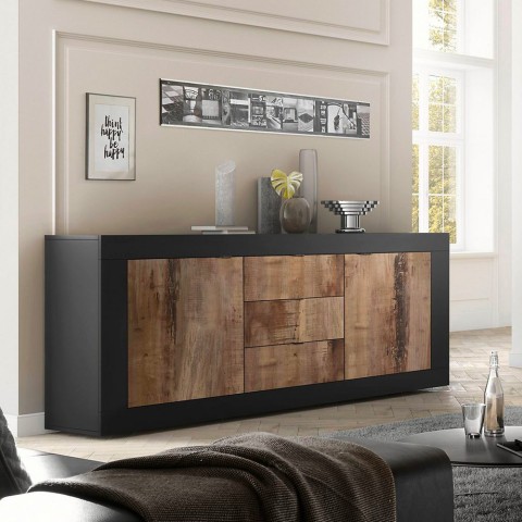 Industrial style living room sideboard with 3 drawers and 2 doors, Tribus NP Basic. Promotion