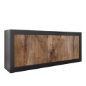 Living room kitchen sideboard 4 doors matte black industrial wood Altea NP Offers