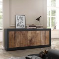 Altea NP Industrial Style Matte Black Wood Sideboard with 4 Doors Promotion