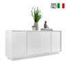 Modern white gloss living room sideboard with 4 doors 180cm Connie Ice. On Sale