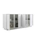 Modern white gloss living room sideboard with 4 doors 180cm Connie Ice. Sale