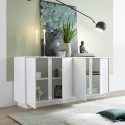 Modern white gloss living room sideboard with 4 doors 180cm Connie Ice. Catalog