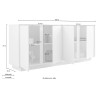 Modern white gloss living room sideboard with 4 doors 180cm Connie Ice. Bulk Discounts