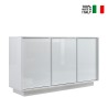 Living Room Kitchen Mobile Cabinet 3 Doors 138cm Glossy White Dimas Ice On Sale