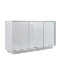 Living Room Kitchen Mobile Cabinet 3 Doors 138cm Glossy White Dimas Ice Offers