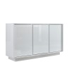 Living Room Kitchen Mobile Cabinet 3 Doors 138cm Glossy White Dimas Ice Offers