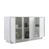 Living Room Kitchen Mobile Cabinet 3 Doors 138cm Glossy White Dimas Ice Sale