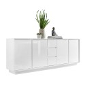 Modern 210cm Sideboard with 4 Doors and 3 Glossy White Drawers Maine Ice Offers