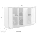 Living Room Kitchen Mobile Cabinet 3 Doors 138cm Glossy White Dimas Ice Bulk Discounts