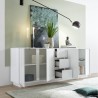 Modern 210cm Sideboard with 4 Doors and 3 Glossy White Drawers Maine Ice Discounts