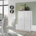 Modern High Sideboard with 4 Glossy White Lacquered Doors, H145cm Joyce Ice. Offers