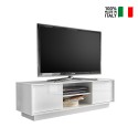 138cm Modern Glossy White Living Room TV Stand with 2 Doors: Dener Ice Mobile On Sale