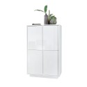 Modern High Sideboard with 4 Glossy White Lacquered Doors, H145cm Joyce Ice. Sale