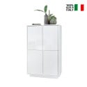 Modern High Sideboard with 4 Glossy White Lacquered Doors, H145cm Joyce Ice. On Sale