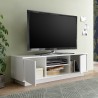 138cm Modern Glossy White Living Room TV Stand with 2 Doors: Dener Ice Mobile Discounts