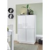 Modern High Sideboard with 4 Glossy White Lacquered Doors, H145cm Joyce Ice. Discounts