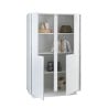Modern High Sideboard with 4 Glossy White Lacquered Doors, H145cm Joyce Ice. Bulk Discounts