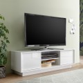 138cm Modern Glossy White Living Room TV Stand with 2 Doors: Dener Ice Mobile Promotion