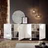 Living room cabinet with 4 doors 241cm glossy white Vittoria WH L with mirror. Model
