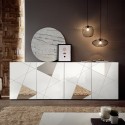 Living room cabinet with 4 doors 241cm glossy white Vittoria WH L with mirror. Choice Of