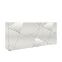 Modern glossy white sideboard 181cm with 3 mirrored doors Vittoria WH S Offers