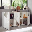 Modern glossy white sideboard 181cm with 3 mirrored doors Vittoria WH S Sale