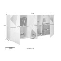 Modern glossy white sideboard 181cm with 3 mirrored doors Vittoria WH S Catalog